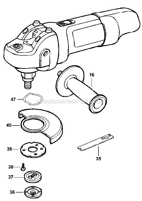Black and Decker 24543 (Type 1) 4-1/2 Grinder Power Tool Page A Diagram